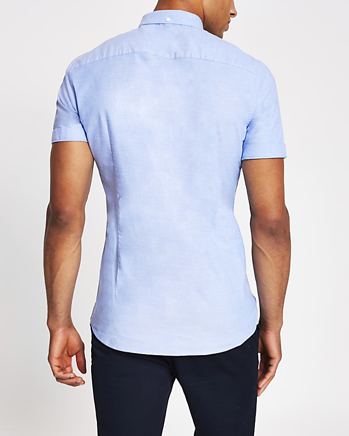 Blue short sleeve oxford shirt