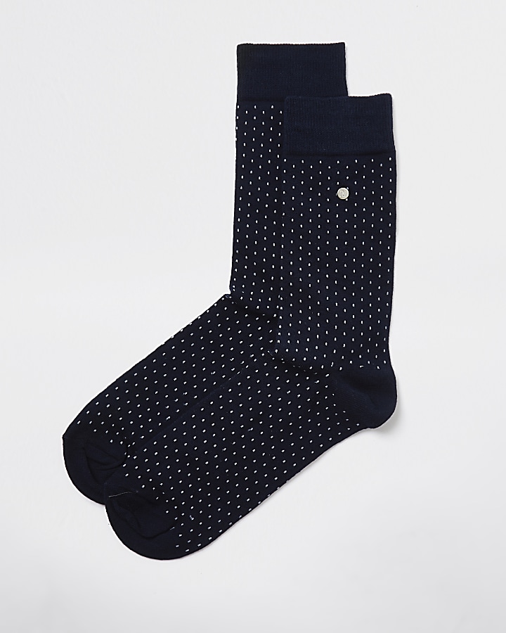 Navy spot print sock