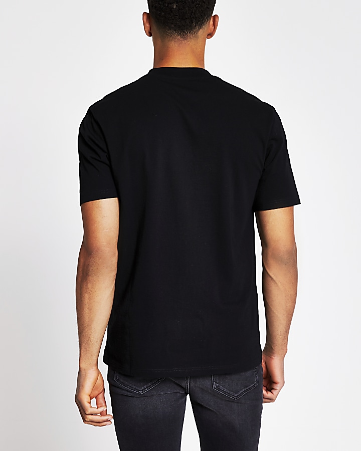 Black regular fit crew neck t-shirt