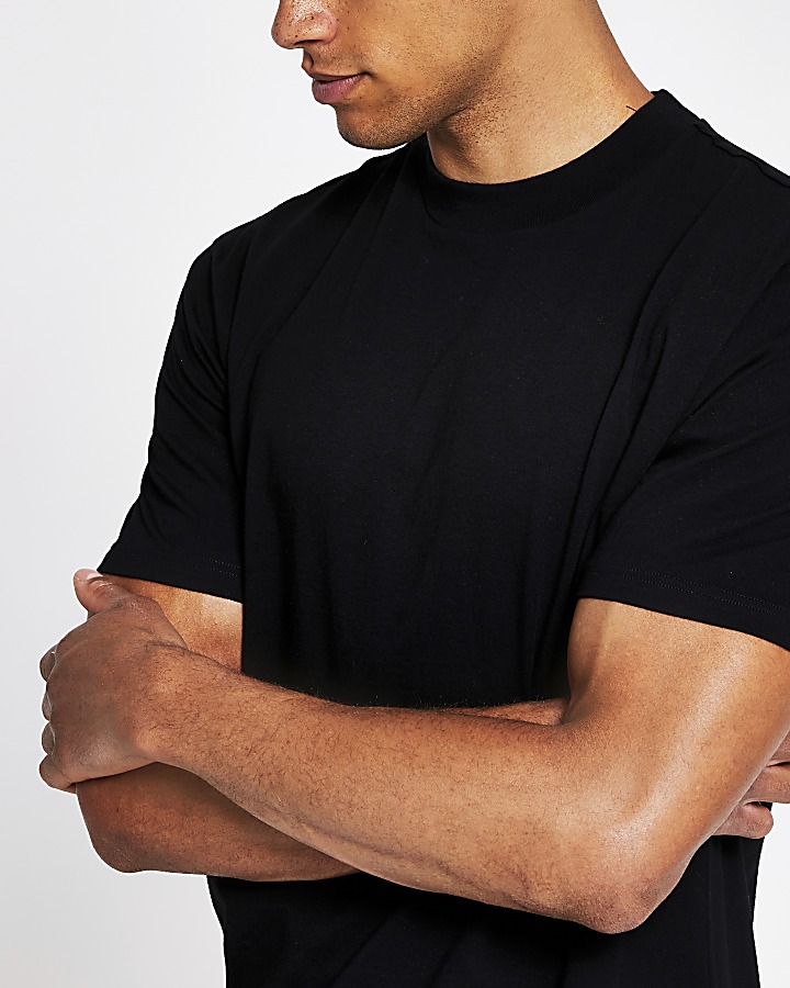 Black regular fit crew neck t-shirt