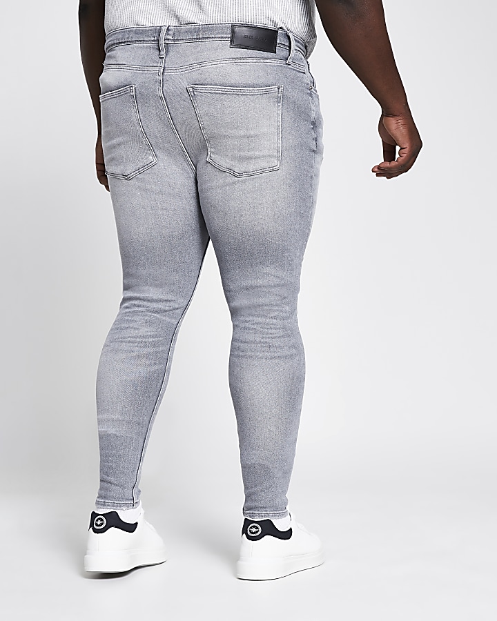 Big and Tall grey Ollie spray on skinny jeans