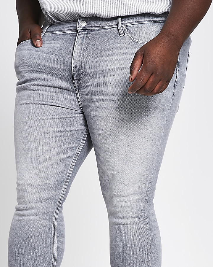 Big and Tall grey Ollie spray on skinny jeans
