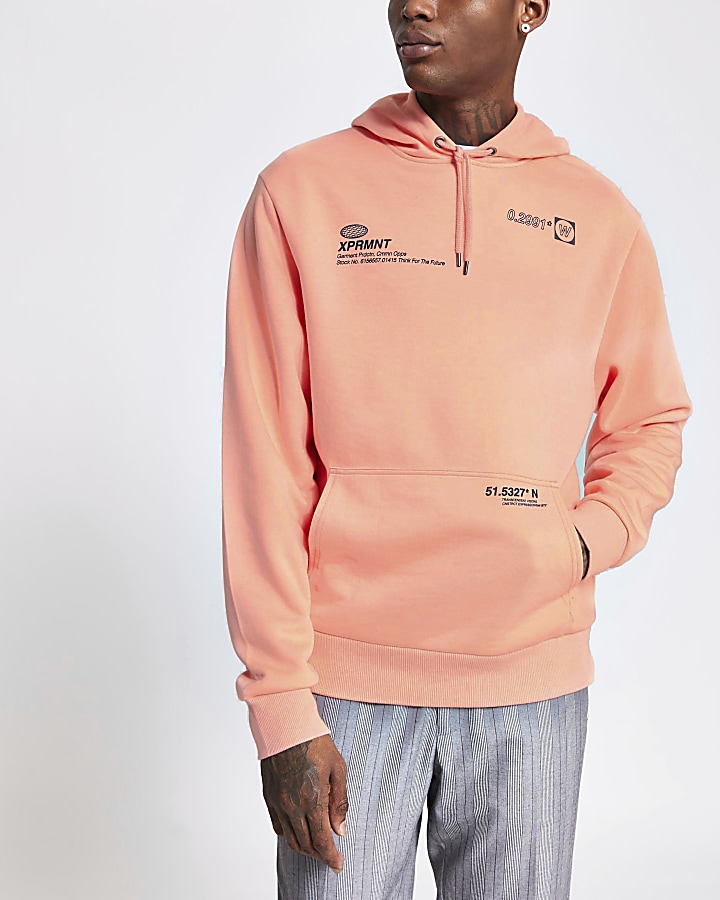 Coral print regular fit hoodie