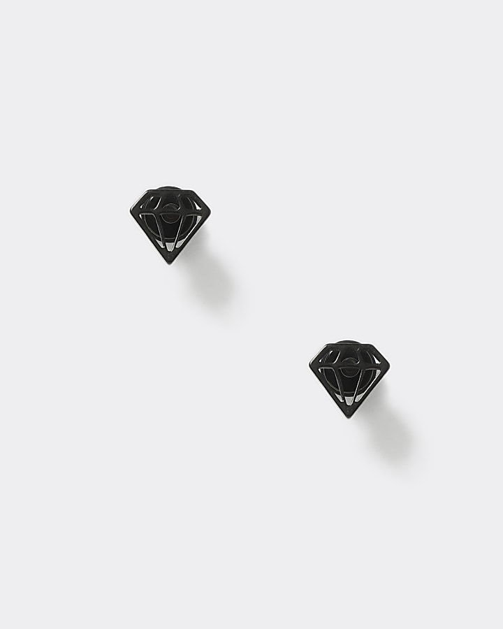 Black diamond tunnel earrings