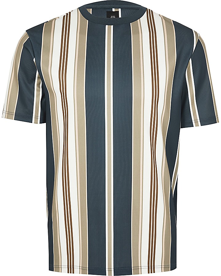 Big and Tall navy stripe slim fit T-shirt