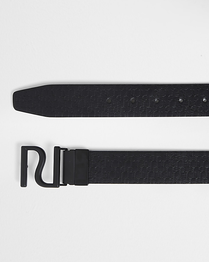 Black RI reversible monogram belt