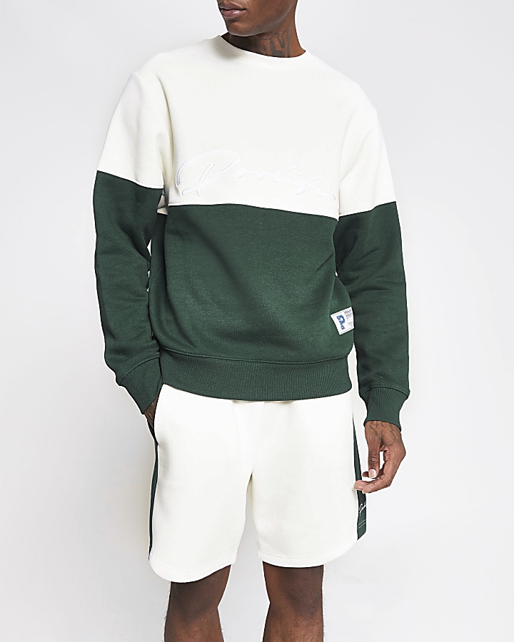 Prolific dark green colour block sweatshirt