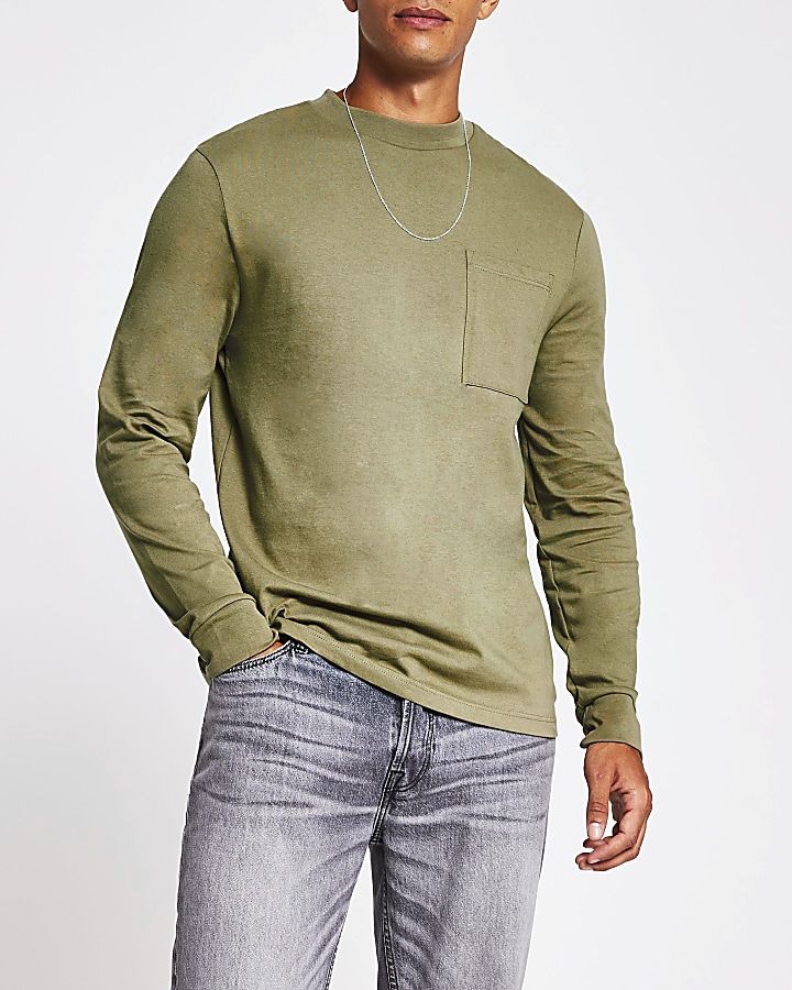 Green long sleeve slim fit t-shirt