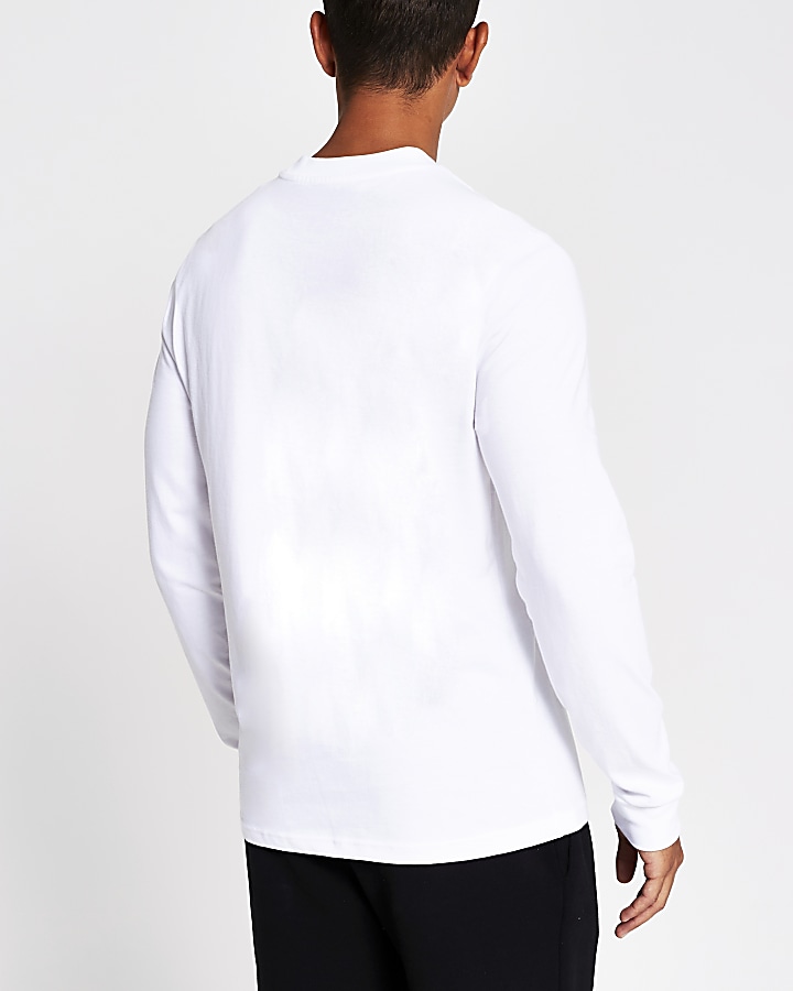 White long sleeve pocket slim fit t-shirt