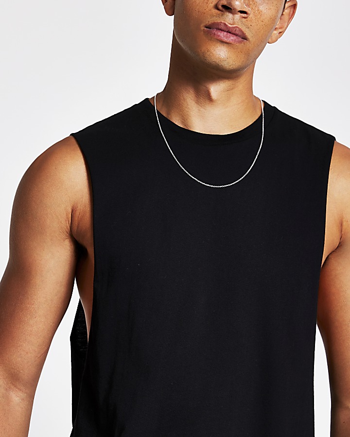 Black multipack of 5 muscle tank tops | River Island