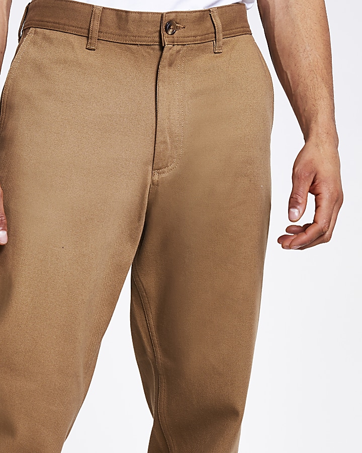 Selected Homme brown slim tapered trousers