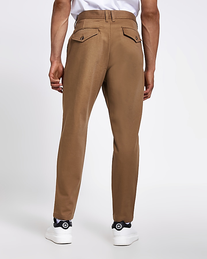 Selected Homme brown slim tapered trousers