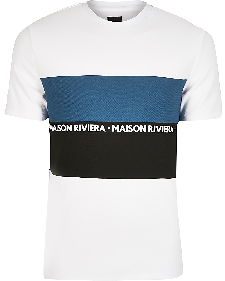 Maison Riviera white tape blocked T-shirt