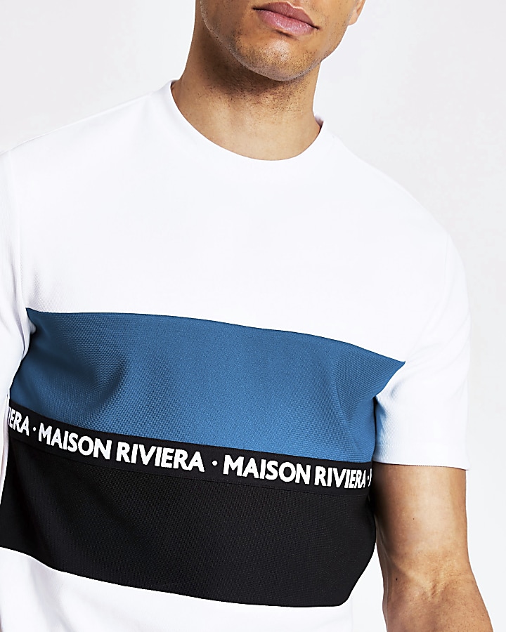Maison Riviera white tape blocked T-shirt