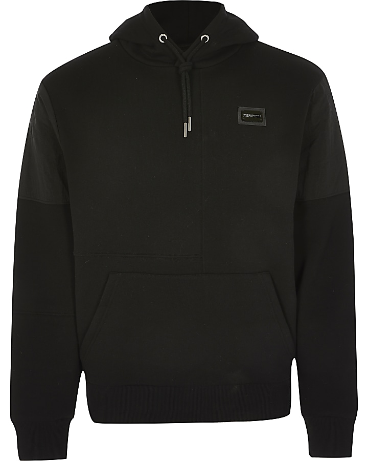Maison Riviera black nylon block hoodie