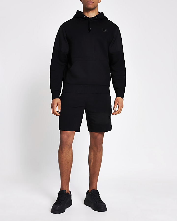 Maison Riviera black nylon block hoodie