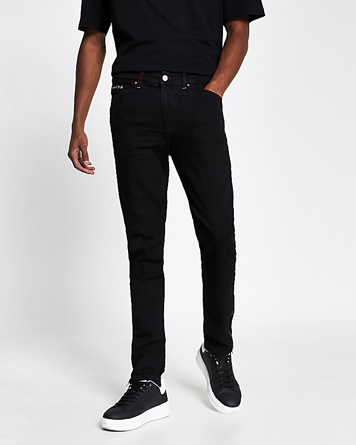 Black leg zip skinny jeans