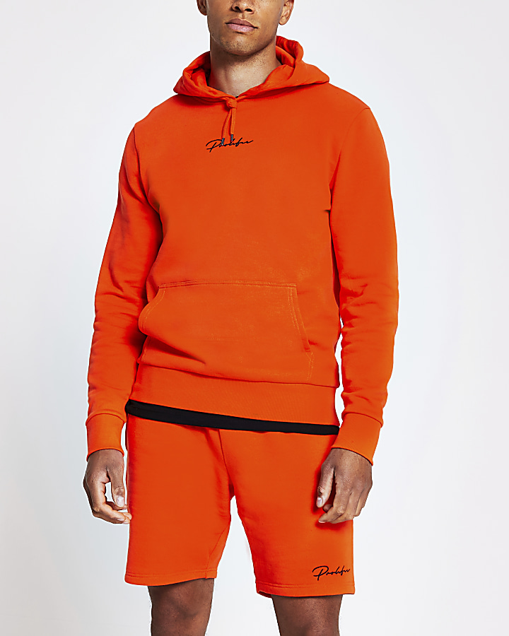 Prolific orange slim fit hoodie