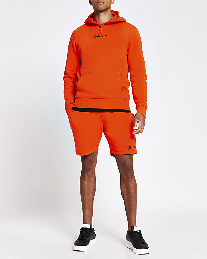 Prolific orange slim fit hoodie