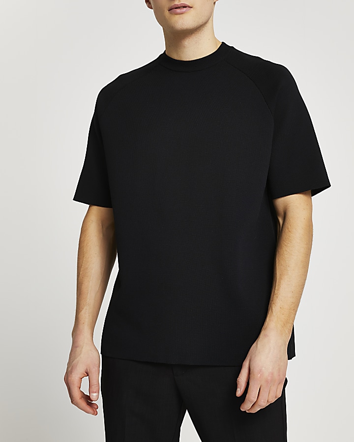 Black oversized knitted t-shirt