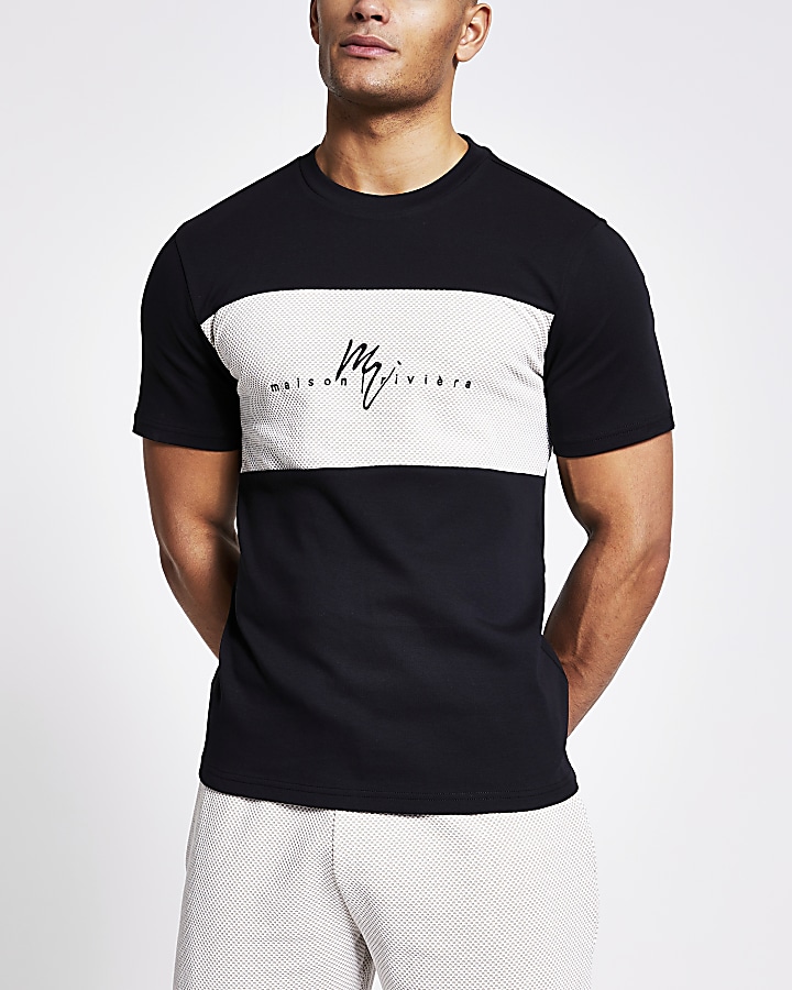 Maison Riviera black textured block T-shirt