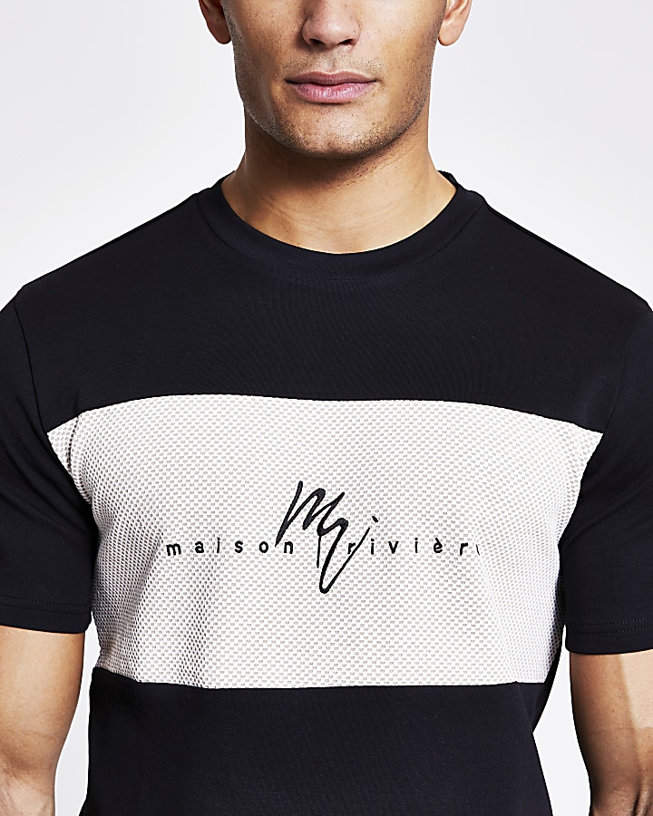 Maison Riviera black textured block T-shirt