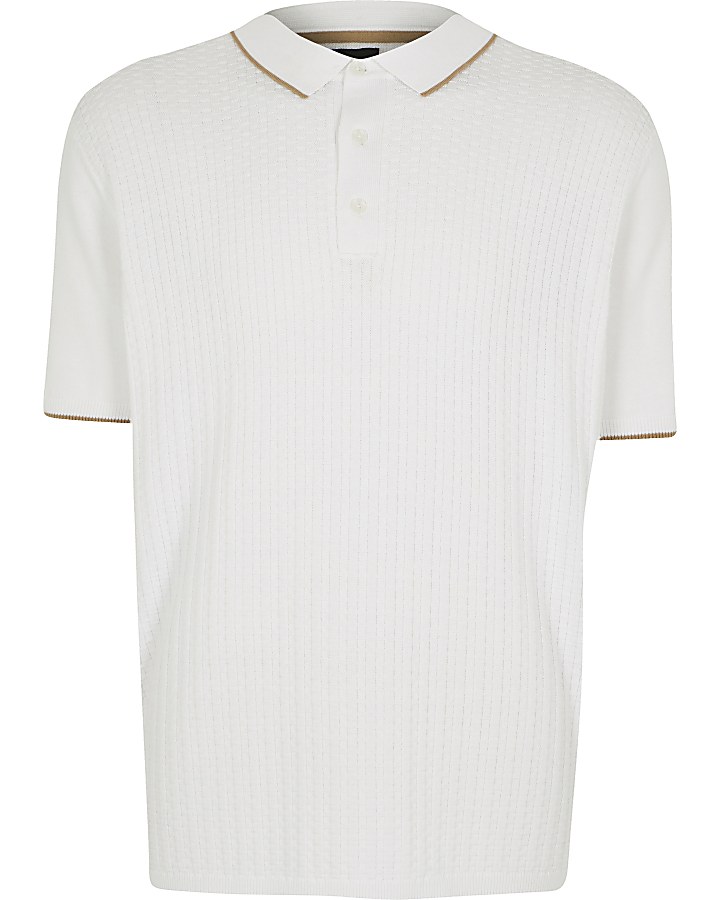 Big & Tall ecru short sleeve polo shirt