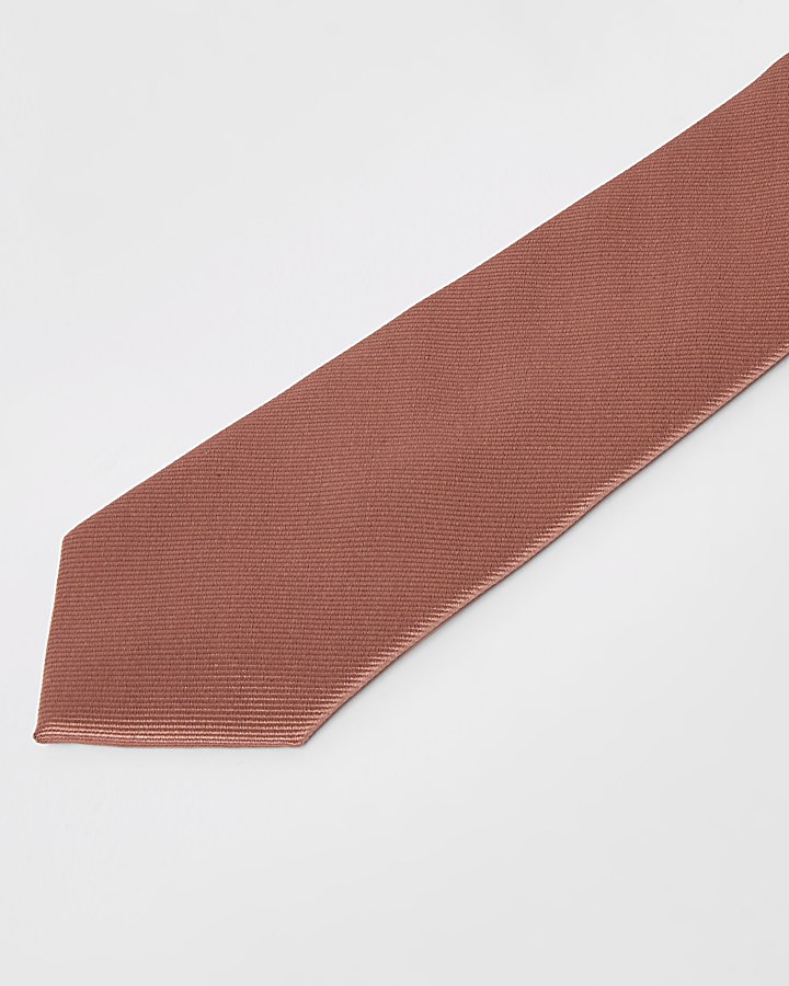 Orange textured twill tie