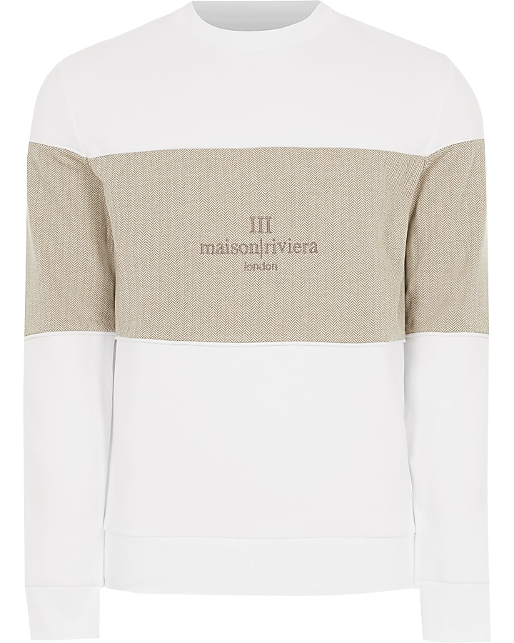 Maison Riviera white blocked sweatshirt