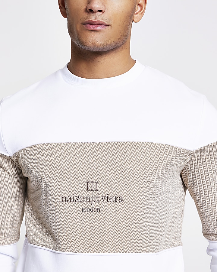 Maison Riviera white blocked sweatshirt