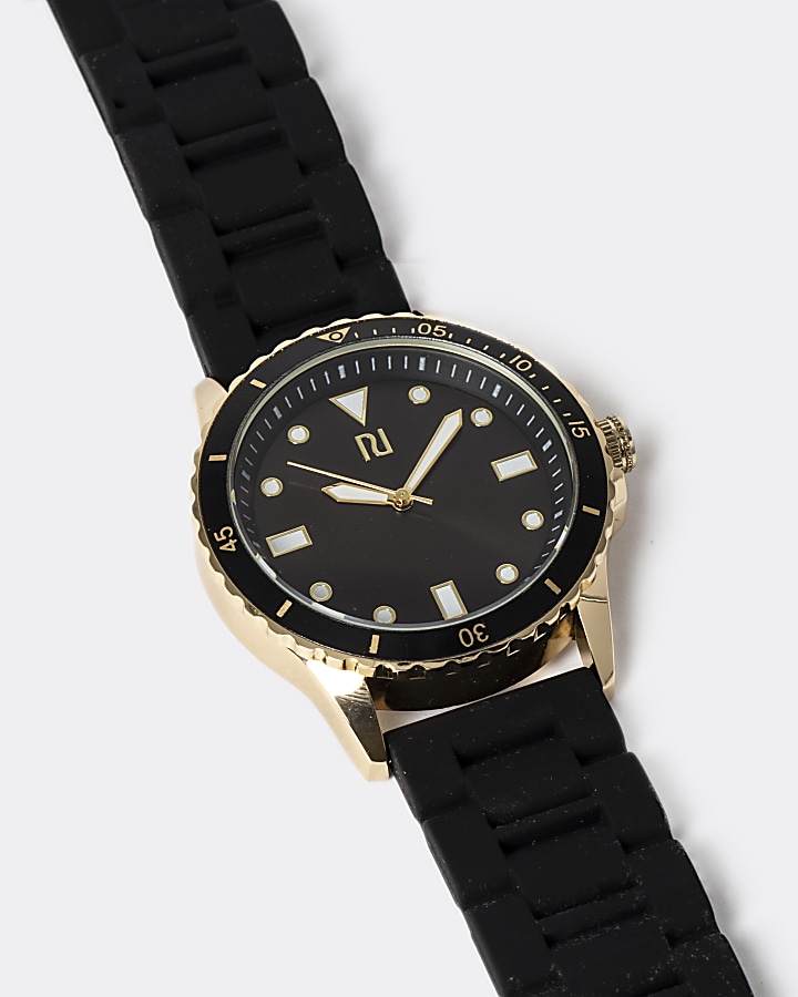 Black And Gold Plastic Watch