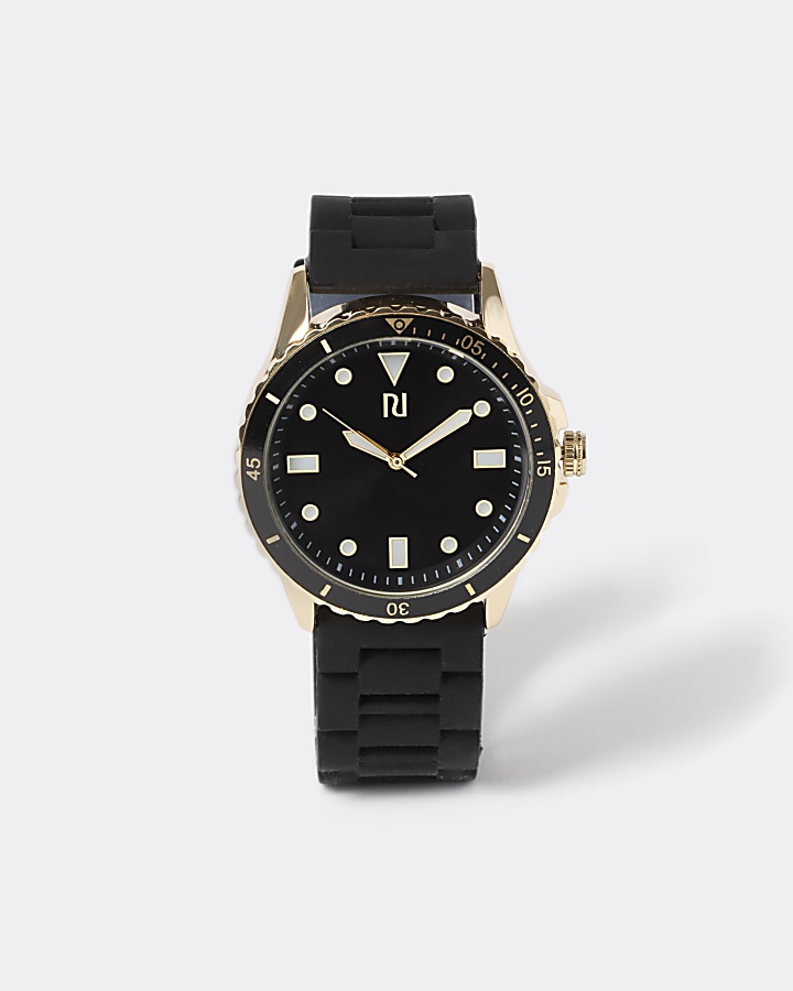 Black And Gold Plastic Watch