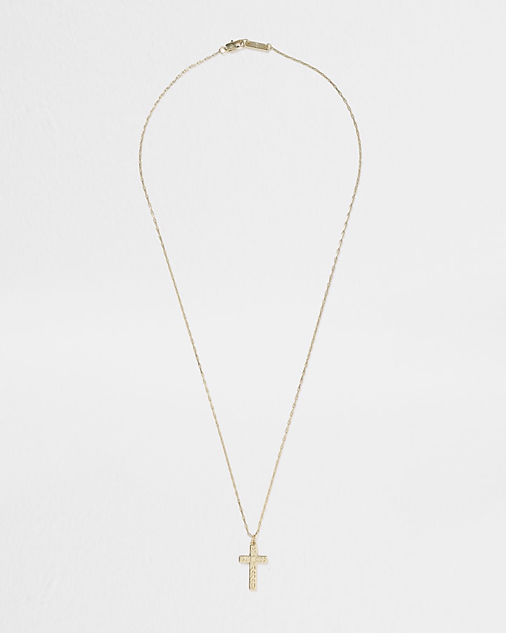 Gold colour detail cross necklace