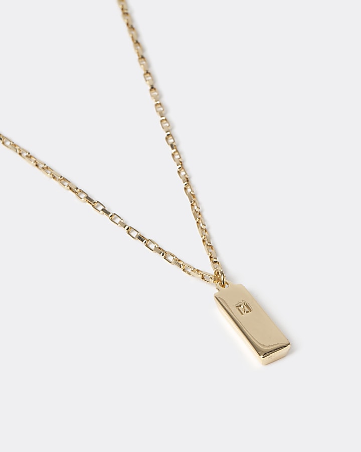 Gold colour block pendant necklace