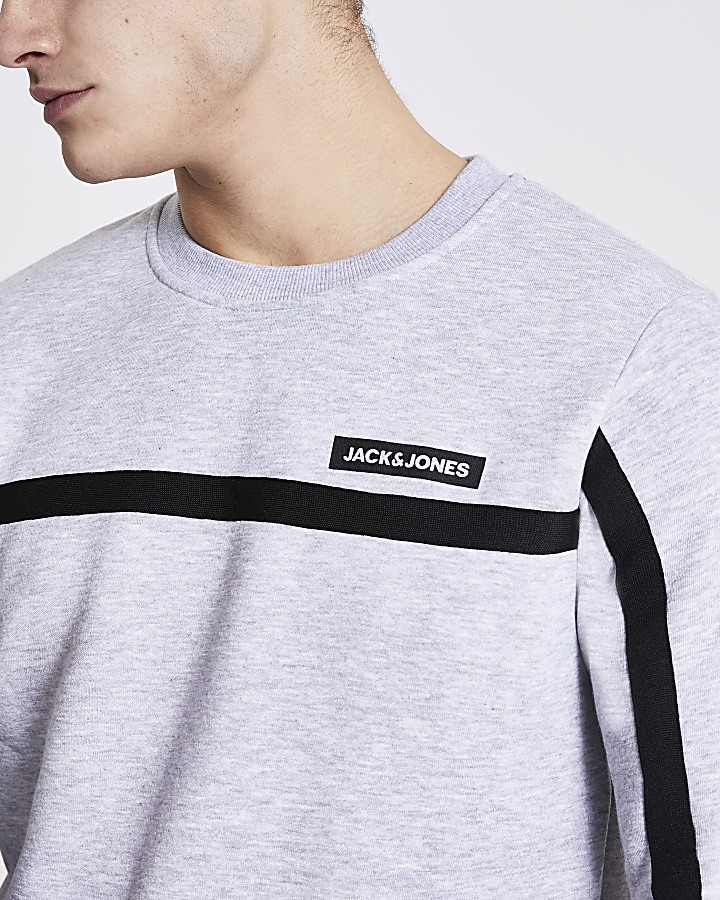 Jack and Jones grey tape sweatshirt