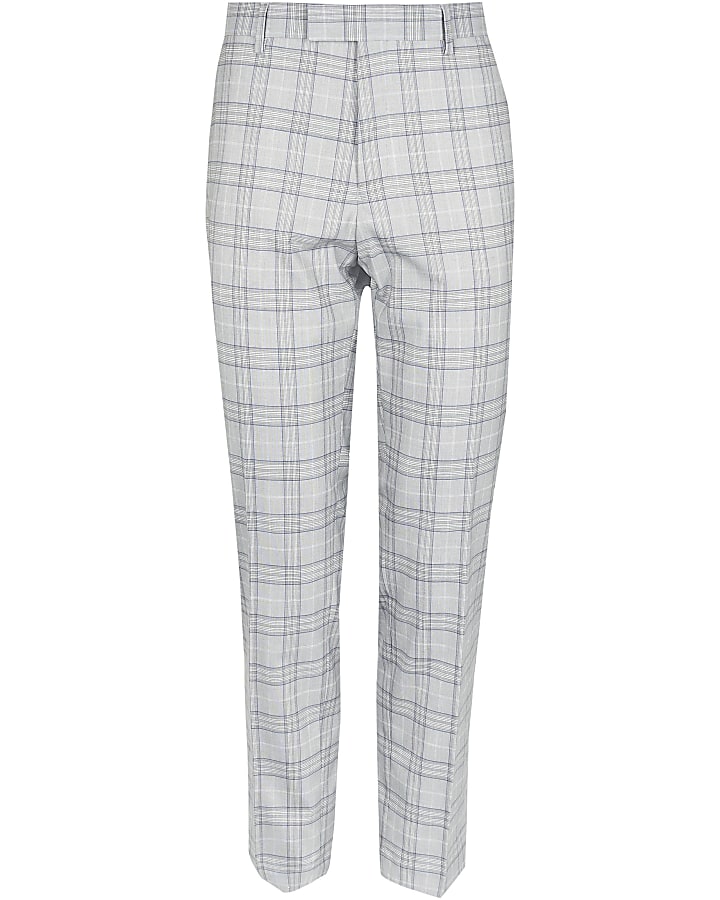 Grey check skinny fit suit trousers
