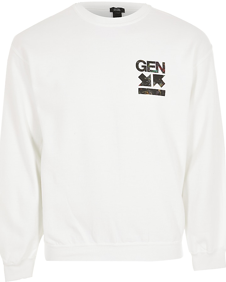 White back print regular fit sweatshirt
