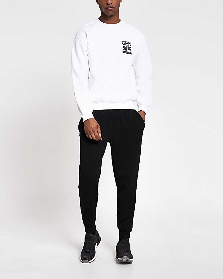 White back print regular fit sweatshirt