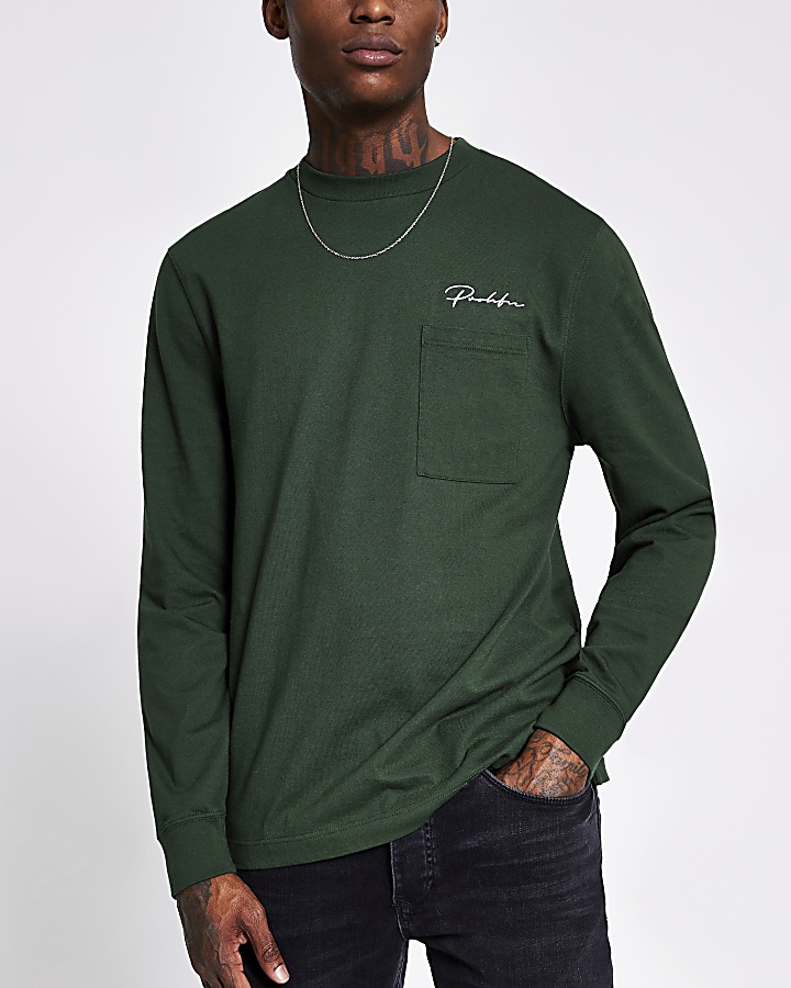 Prolific green long sleeve skater T-shirt