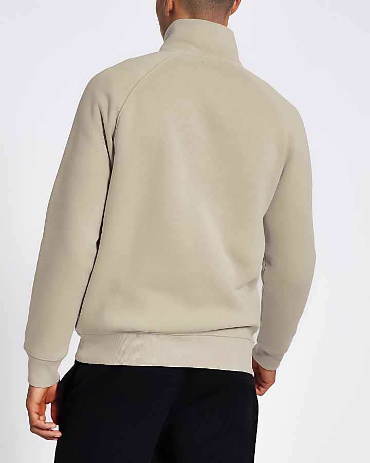 Prolific stone half zip slim sweatshirt