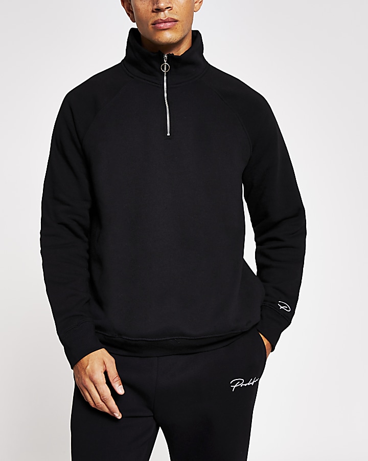 Prolific black half zip slim fit sweatshirt