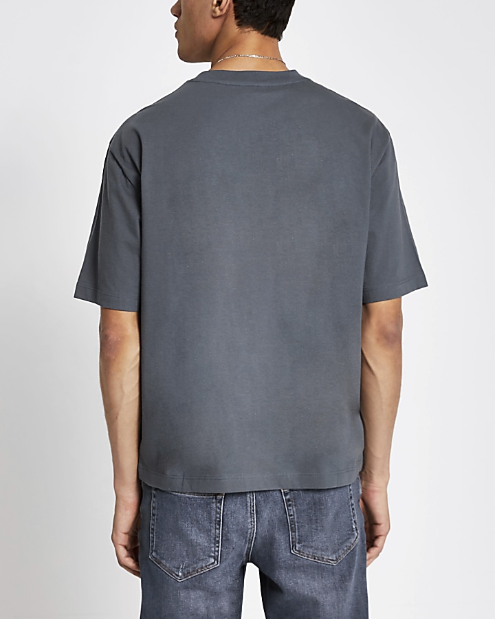 Grey pocket front boxy fit T-shirt