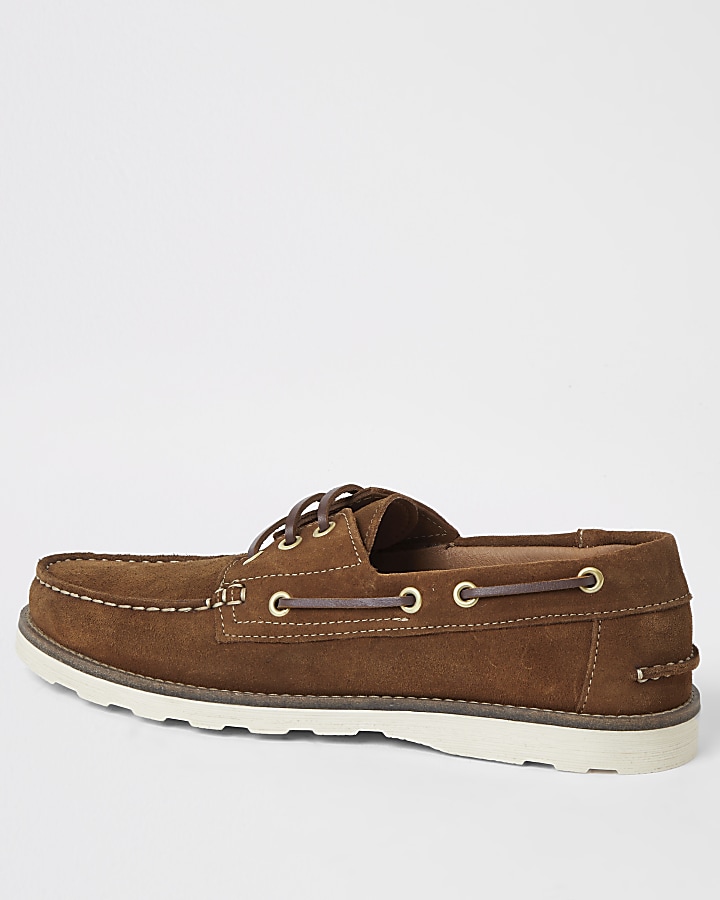 Brown suede boat shoes