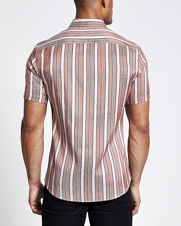 Maison Riviera pink stripe short sleeve shirt