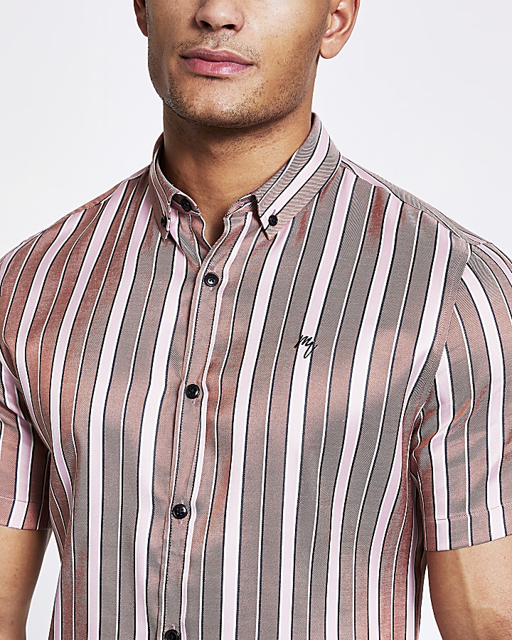 Maison Riviera pink stripe short sleeve shirt
