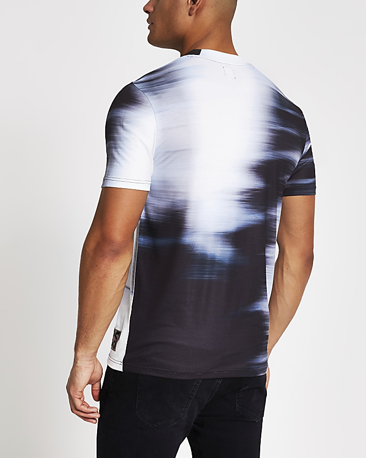 White blurred fade slim fit T-shirt