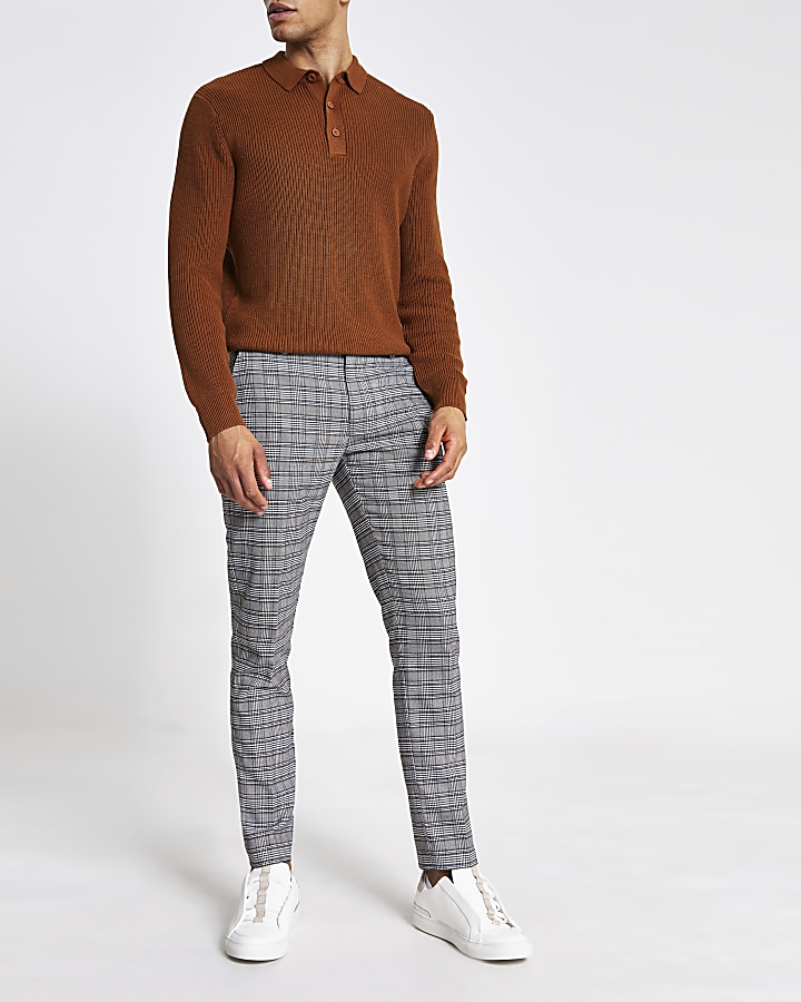 Grey check super skinny trousers