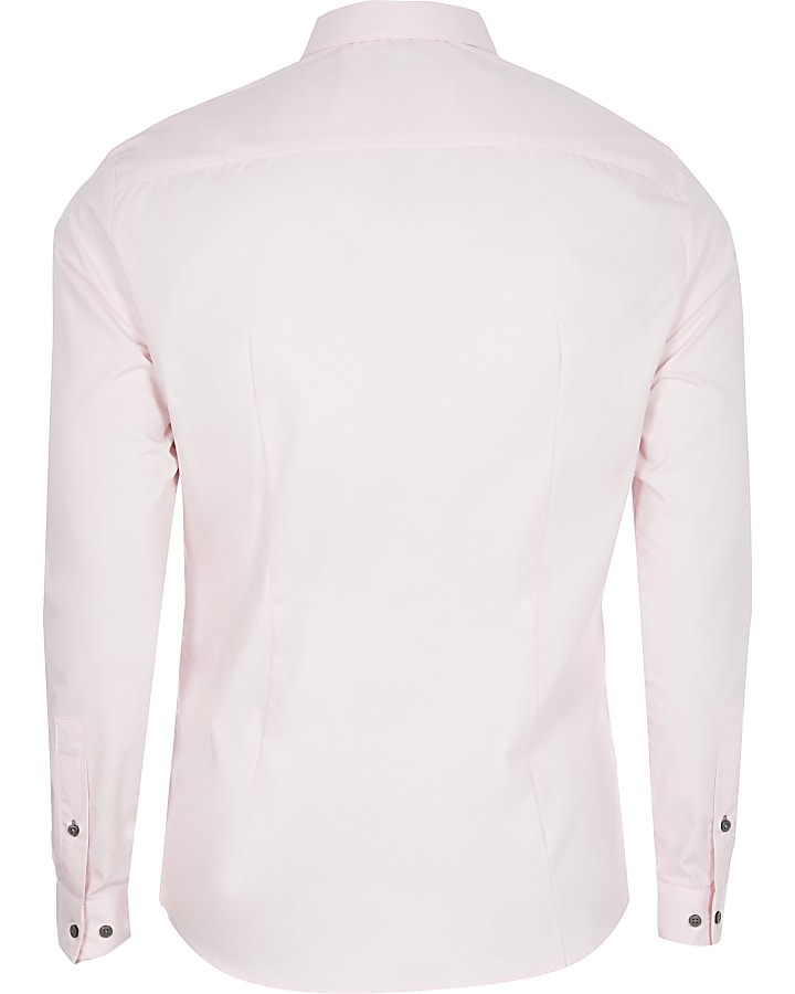 Pink long sleeve slim fit shirt