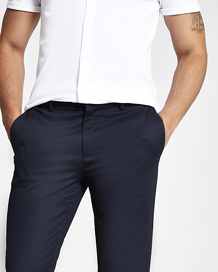 Navy and tan multipack skinny chino trousers