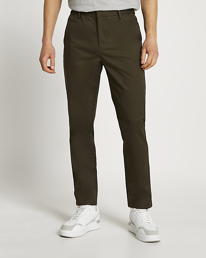 Green tapered chino trousers